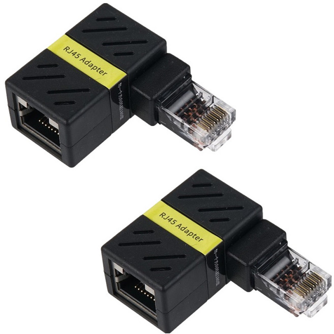 컴스 RJ45 8P8C 꺾임 360도 회전 랜선 연장 커플러 CP021 2p, 혼합색상, 1개, 44mm