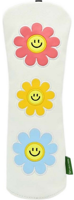 세븐힐스 플라워 골프 페어웨이 우드 헤드커버, 화이트, 1개