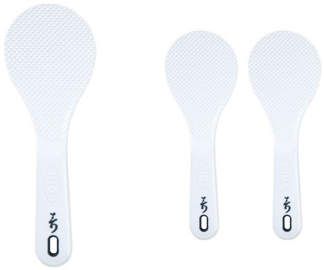 리빙패밀리 밥알이 붙지 않는 엠보싱 주걱 소 7.5 x 21 cm, 화이트, 3개