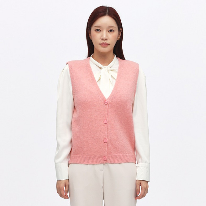 Elsso 女款仿羊毛基本款V領針織背心
