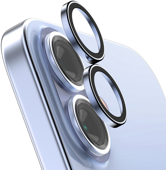 케이맥스 휴대폰 카메라 보호필름 렌즈 개별 프레임 메탈 링 쉴드 보호 강화유리 세트 미스트블루, 1세트