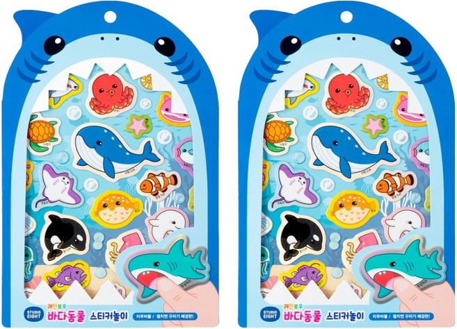 빅 레인보우 바다동물 스티커 놀이, 혼합색상, 2개