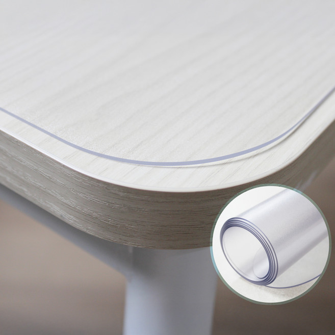 커버팩토리 프리미엄 PVC 테이블 책상 식탁 매트 1mm, 반투명, 1개, 가로 40cm x 세로 190cm x 모서리 라운드1.5cm