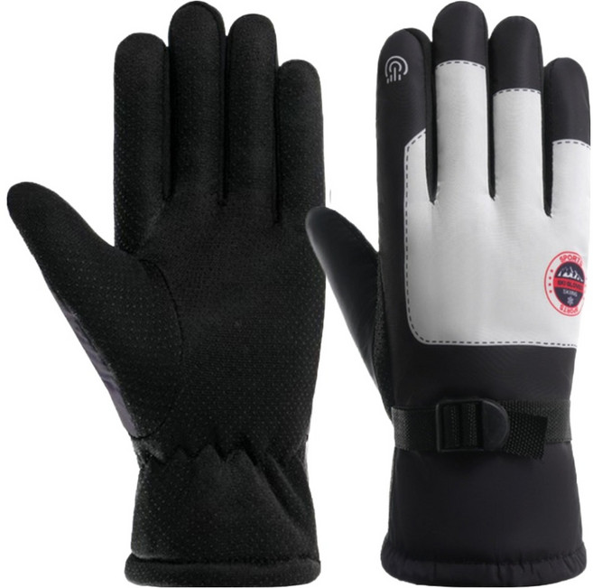 웰롯 심플한 스키장갑 양손착용 세트, 레드라벨 블랙, 1세트