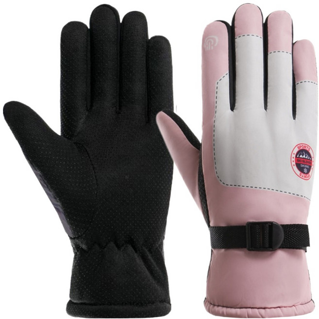 웰롯 심플한 스키장갑 양손착용 세트, 레드라벨 핑크, 1세트