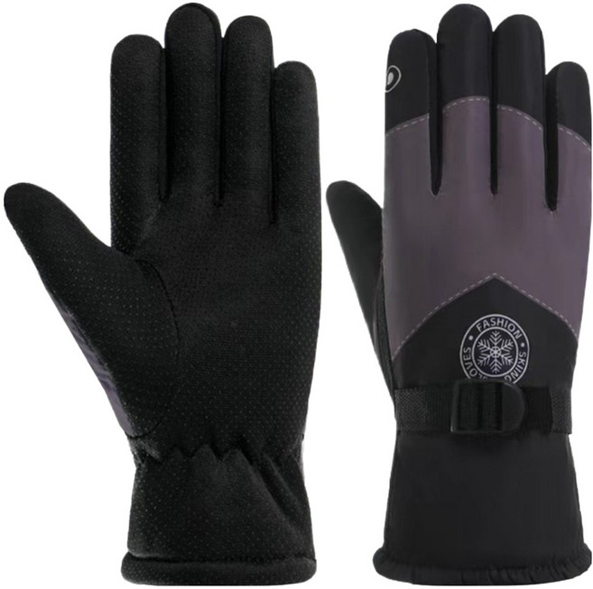 웰롯 심플한 스키장갑 양손착용 세트, 가든 블랙, 1세트
