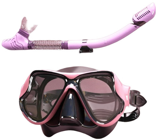 BeOK 潛水鏡 浮潛游泳面罩 + 呼吸管, 粉色 + 黑色