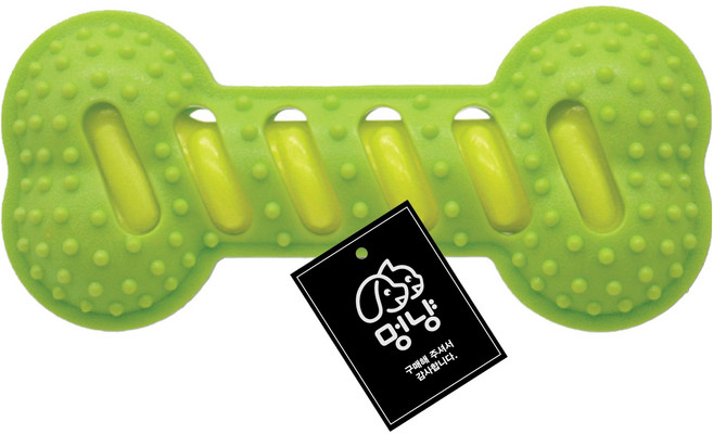 멍냥 강아지 삑삑이 고무 왕뼈 치석제거 이갈이 장난감, 그린, 1개