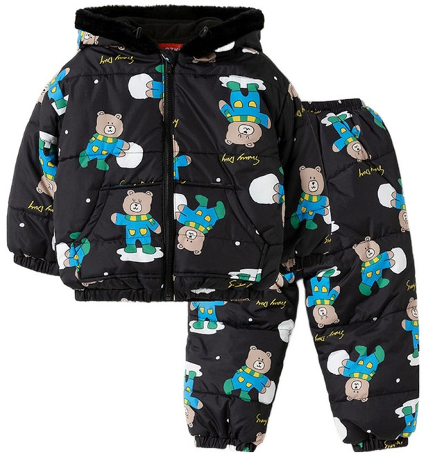 오즈키즈 아동용 스노우 곰돌 스키복 상하의 세트