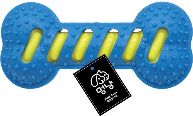 멍냥 강아지 삑삑이 고무 왕뼈 치석제거 이갈이 장난감, 블루, 1개