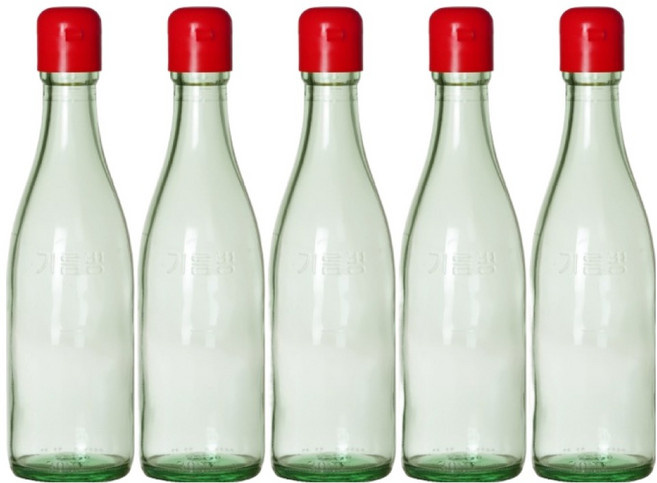 적색캡 기름 유리병 청색, 350ml, 5개