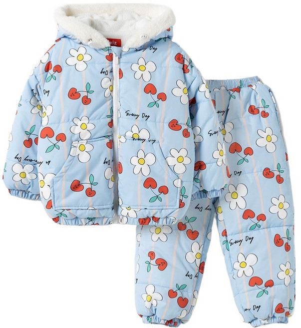 오즈키즈 아동용 하트 체리 플라워 스키복 상하의 세트