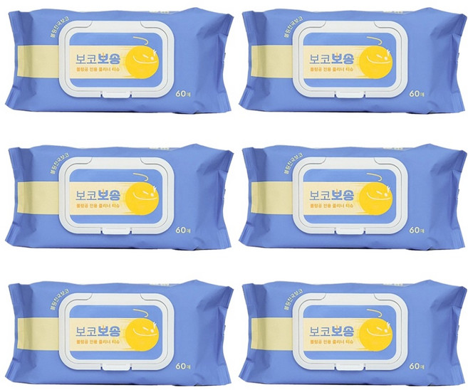 보코 보송 볼링공 클리너 티슈 60p, 혼합색상, 6개