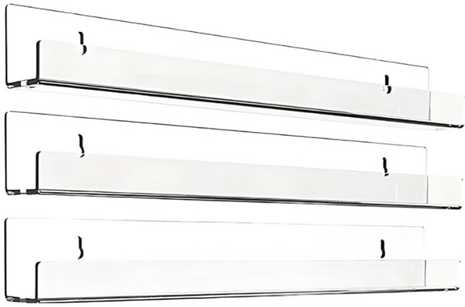 액자 피규어 네일 LP 진열 무타공 아크릴 벽선반 3p, 1단, 투명