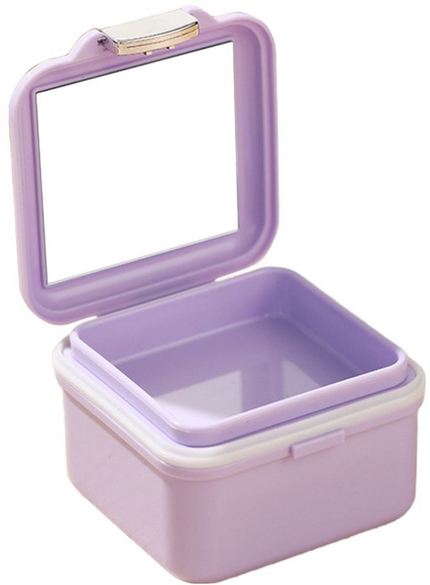 해피굿즈 휴대용 교정기 틀니 보관통, 퍼플, 1개