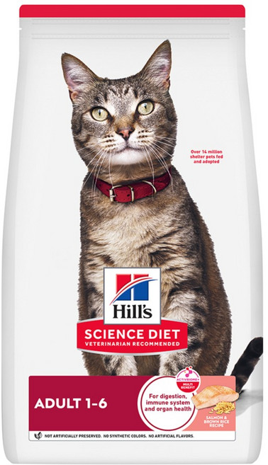 힐스사이언스다이어트 고양이 어덜트 연어 사료, 소화+장건강, 6.8kg, 1개