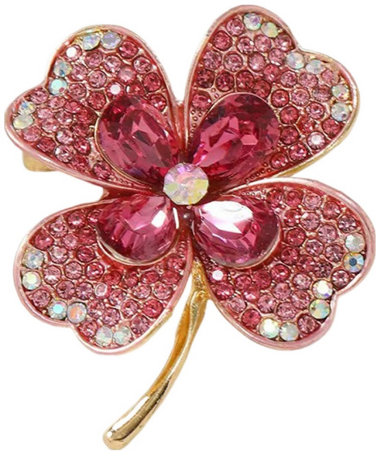 코오미 네잎클로버 큐빅 옷핀 브로치 5W0799