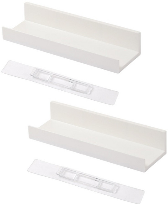 한봄누리 욕실 무타공 선반 접착식 화장실 심플 벽선반, 화이트, 2개