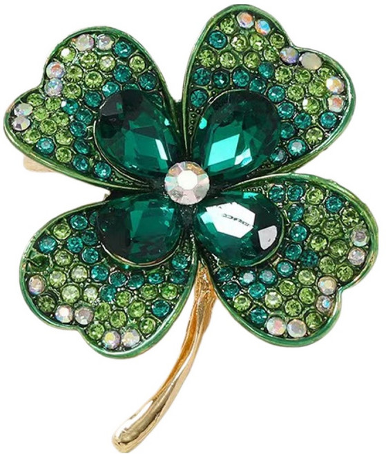 코오미 네잎클로버 큐빅 옷핀 브로치 5W0799