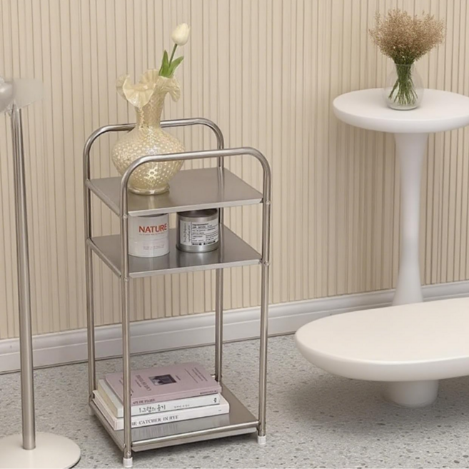 쿠쏘 스테인리스 다층 수납랙, 실버, 3단