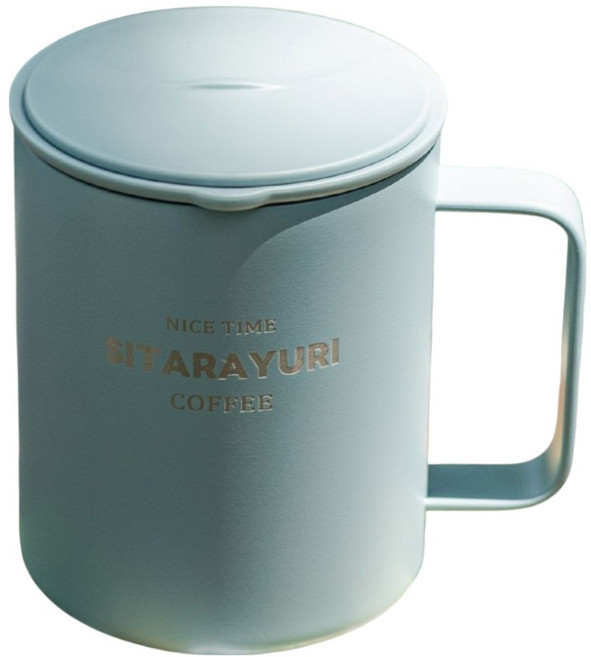 Sitarayuri 304不鏽鋼滑蓋馬克杯 400ml, 藍色, 1個