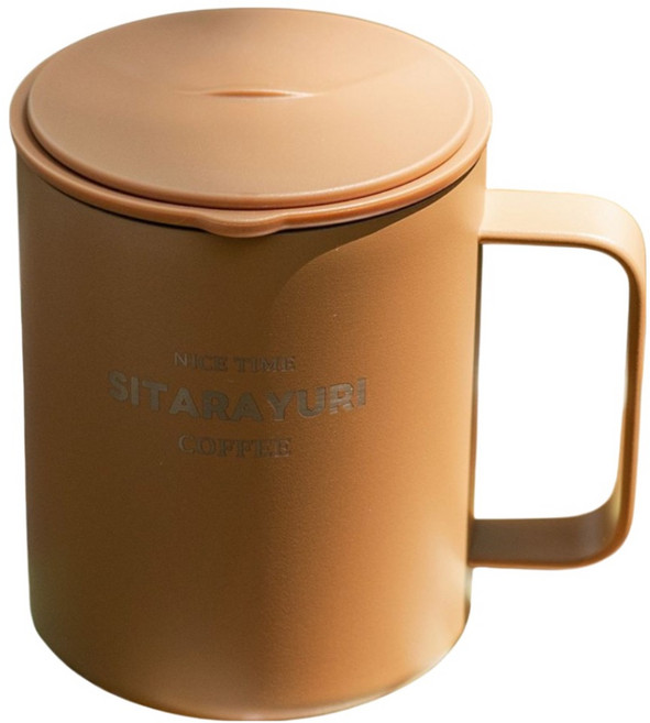 Sitarayuri 304不鏽鋼滑蓋馬克杯 400ml, 咖啡色, 1個
