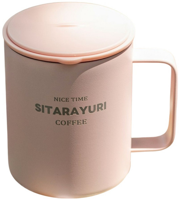 Sitarayuri 304不鏽鋼滑蓋馬克杯 400ml, 粉色, 1個