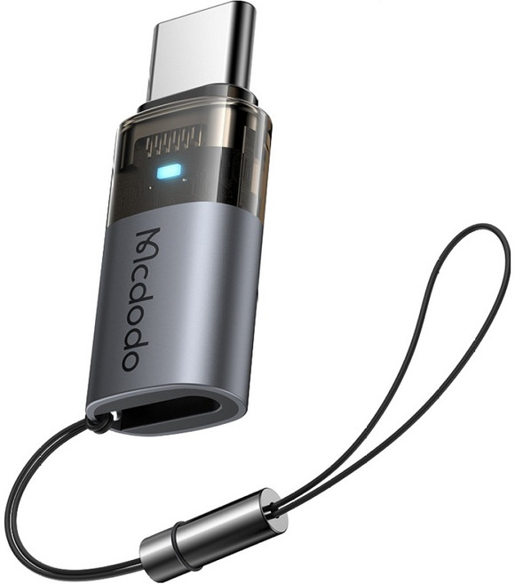 Mcdodo 麥多多 8-pin轉Type-C TR Pro 迷你轉接頭, 1個, 黑色, 29.2mm