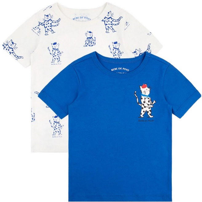 베베드피노언더웨어 아동용 블루캣 반팔 티셔츠 2종 세트 BU33US307