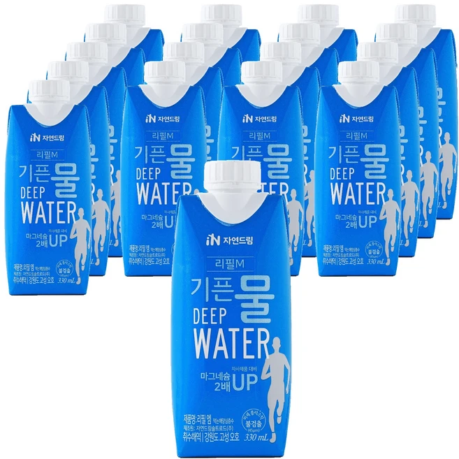 기픈물 자연드림 리필엠 종이팩 마그네슘 2배 해양심층수, 330ml, 18개 - 쿠팡