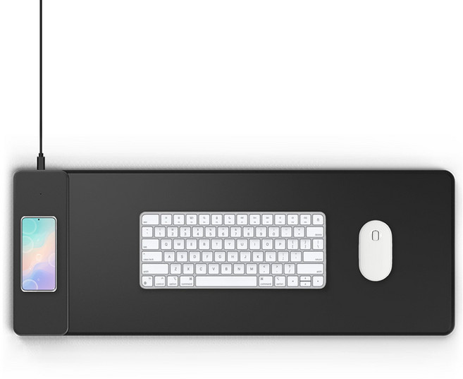 hamada 15W 고속 무선 충전 게이밍 마우스 장패드, 블랙, 1개