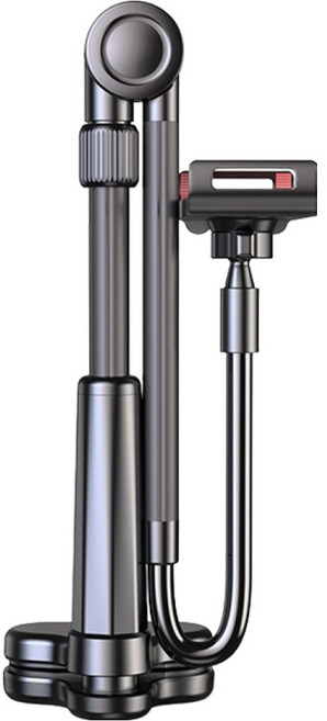 QLZHS 鋁合金萬向懸臂式平板支架 夾式床頭懶人手機支架/直播支架, 黑色, 1個