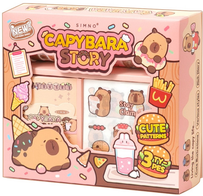 스티코니 꾸미기박스 다이어리 꾸미기 세트, 카피바라 스토리, 1세트