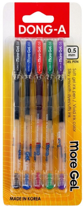 동아 모아젤 볼펜 0.5mm 5종 세트, 검정, 파랑, 빨강, 초록, 보라, 1세트