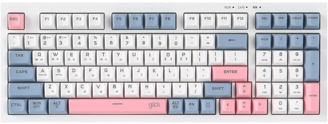 지클릭커 오피스프로 사일런스 M RGB 무소음 방수 98 유무선 블루투스 키보드, Sky Pink RC1, WK50, 제조사축