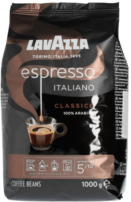 LAVAZZA 義大利阿拉比卡咖啡豆, 1kg, 1個, 全豆咖啡（未研磨）