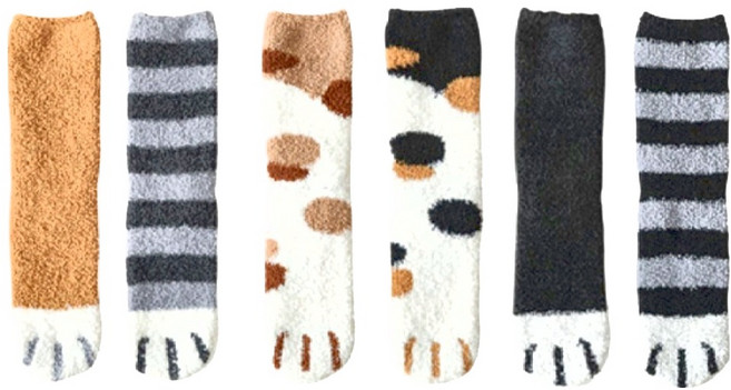 시크힐즈 여성용 디뮤어 고양이 발 솜 방망이 수면 양말 6켤레 세트 12405