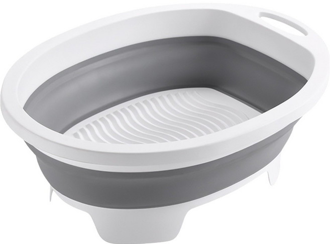 피닛앤피킷 2in1 접이식 대야 빨래판, 그레이, 1개