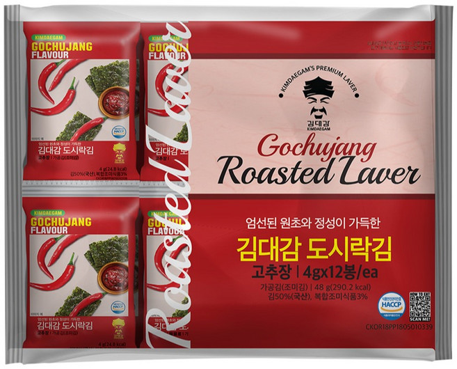김대감 고추장 도시락김, 4g, 12개
