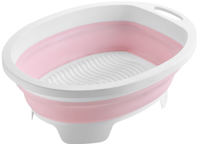 피닛앤피킷 2in1 접이식 대야 빨래판, 핑크, 1개