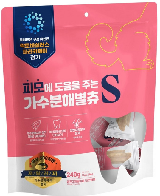 닥터케어누트 강아지 가수분해 별츄 덴탈껌, 1개, 240g, 피모에 도움