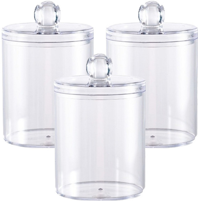 면봉 이쑤시개 파우더 케이스, 투명, 3개