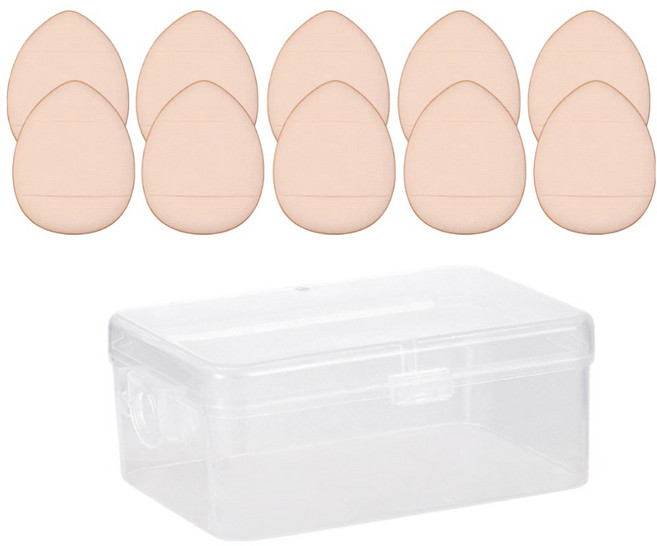 아이코어스 메이크업 미니 손가락 퍼프 10p + 보관케이스 세트, 1세트, 스킨(퍼프)