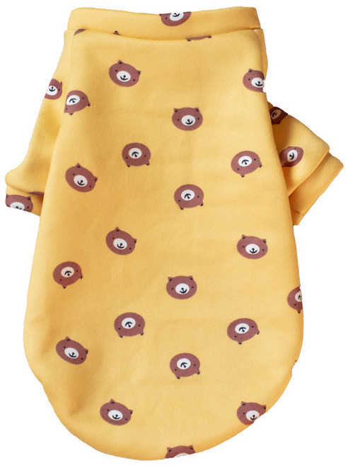 QIDINA 寵物卡哇依磨毛彈力保暖衣 寵物衣 I款, 黃色小熊, 1個