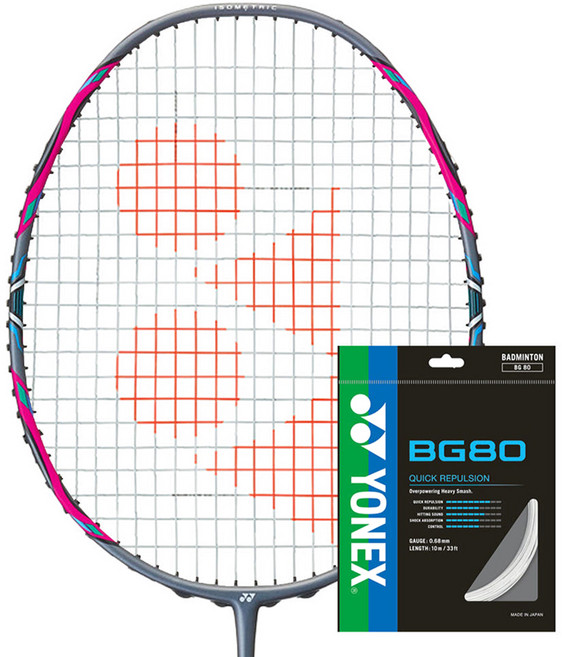 YONEX ArcSaber 1 球拍 BG80羽球線 拍頭套, 1個, 單一商品