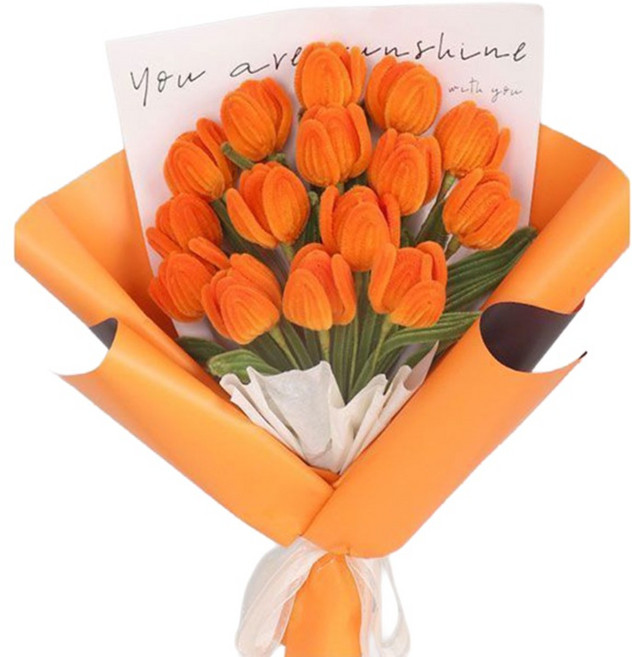 마다꾸미 DIY 모루 꽃다발 만들기 세트, 05 주황 튤립, 1세트