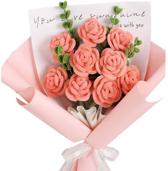 마다꾸미 DIY 모루 꽃다발 만들기 세트, 02 샴페인 장미, 1세트