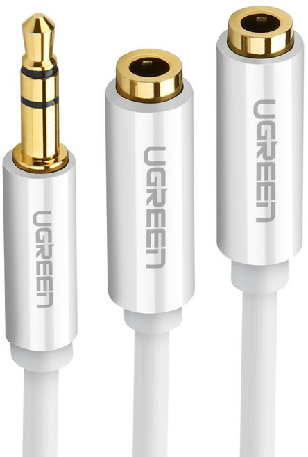 유그린 3.5mm 스테레오 이어폰 분배기 M to 2F 오디오 Y잭 케이블, 화이트, 1개, AV134