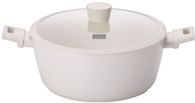 키친플라워 인덕션 쿠킨 올리오 세라믹 곰솥냄비, 아이보리, 1개, 28cm