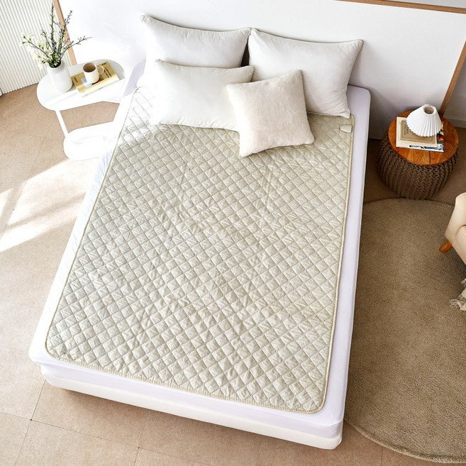 HanilMedical 프리미엄 퀼팅 패턴 탄소 전기요, 소프트 베이지, 미니 소(67.5 x 180 cm)